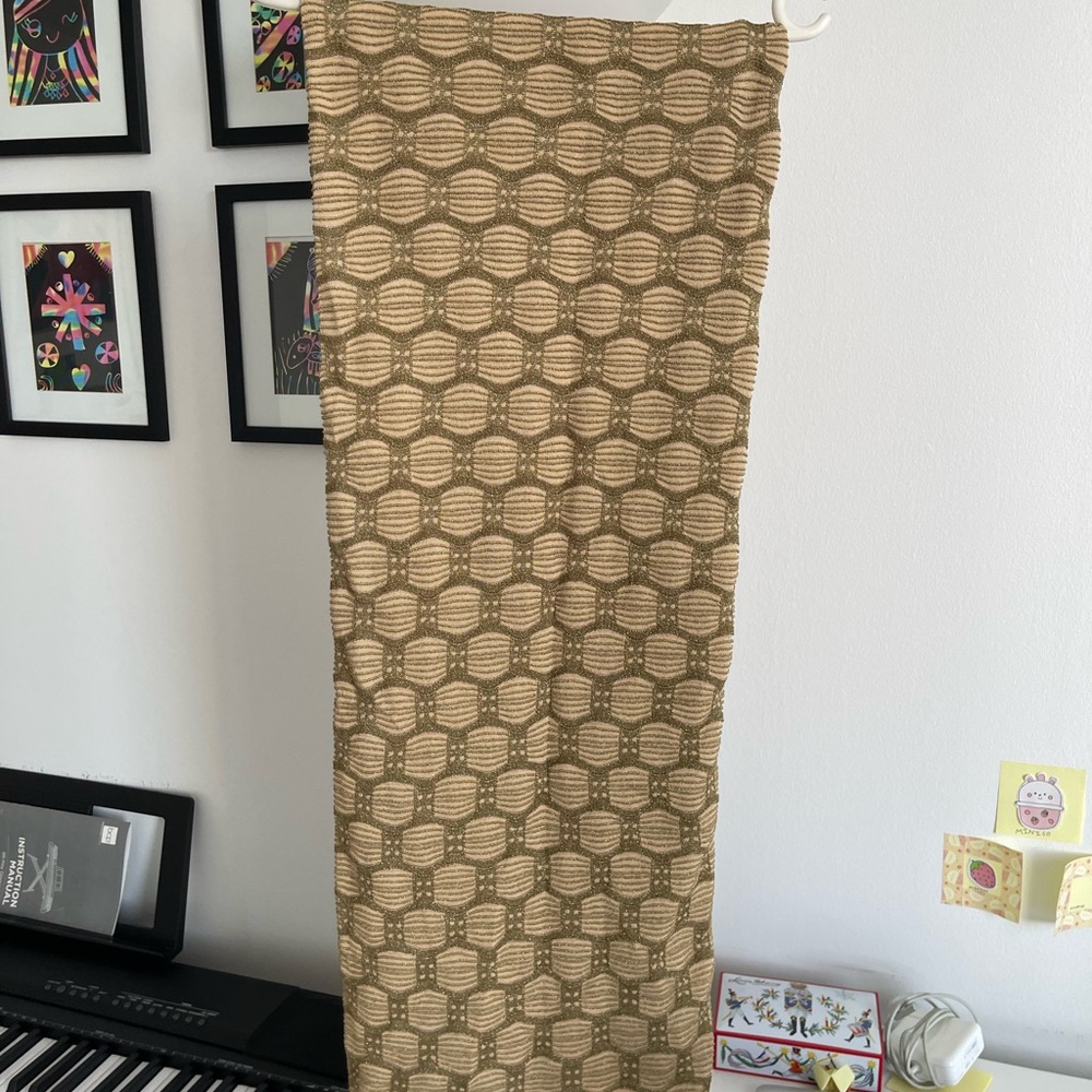 NWT - M MISSONI Metallic Knit Scarf – Olive & Gold Geometric